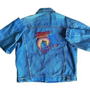 Vintage Embroidered Cat Oversized Denim Jacket